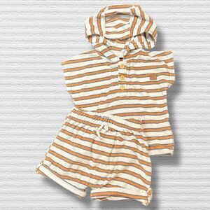 RZ by Rachel Zoe Baby Outfit 18M Striped Hoodie Top & Shorts Set Terry